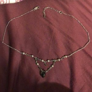 Purple and silver and beaded necklace and earrings